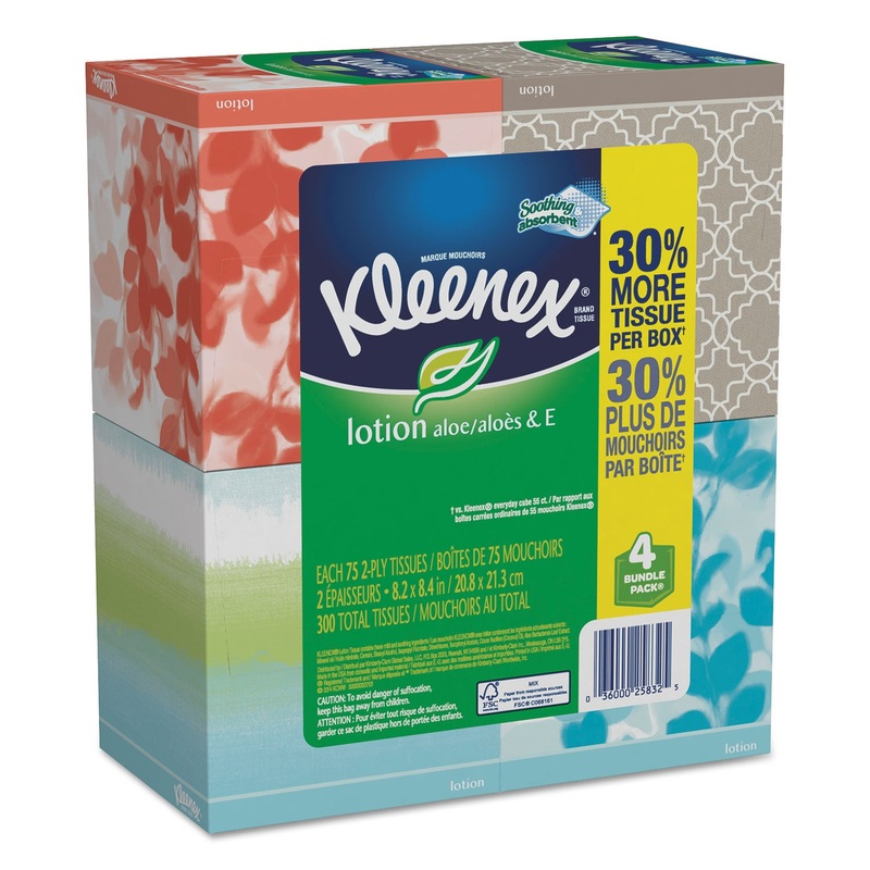 LOTION FACIAL TISSUE, 2-PLY, WHITE, 65 SHEETS/BOX, 8 BOXES/CARTON