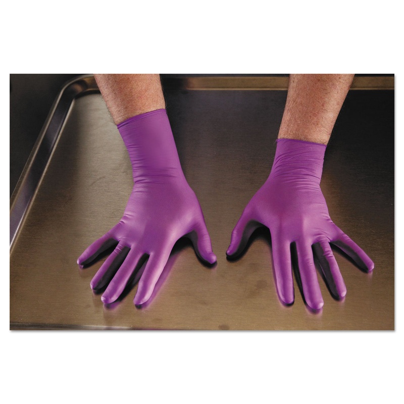 Purple Nitrile Exam Gloves, 310 Mm Length, Large, Purple, 500/ct