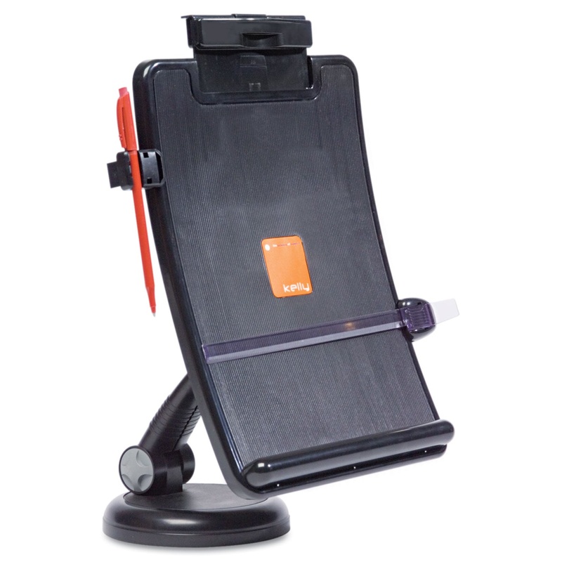 Copyholder With Curved Tray And Weighted Base, 75 Sheet Capacity, Black