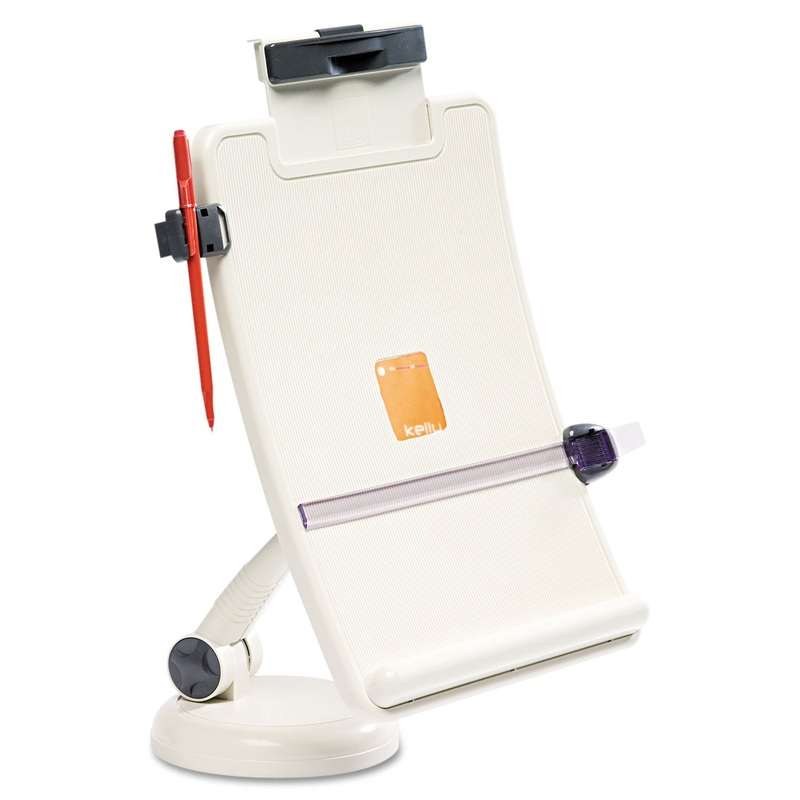Copyholder With Curved Tray And Weighted Base, 75 Sheet Capacity, Putty