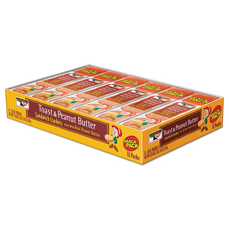 Sandwich Crackers, Toast & Peanut Butter, 8 Cracker Snack Pack, 12/box