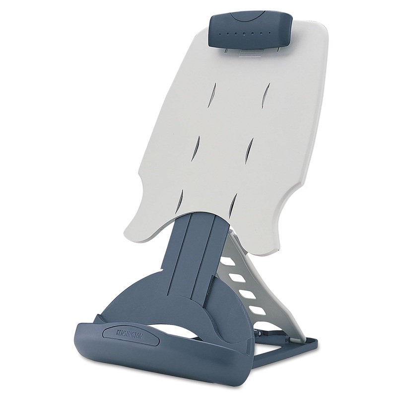 Insight Adjustable Desktop Copyholder, Plastic, Holds 50 Sheets, Gray/dark Blue