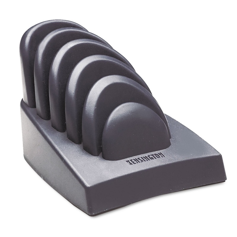 Insight Priority Puck Five-Slot Desktop Copyholder, Plastic, Dark Blue/gray