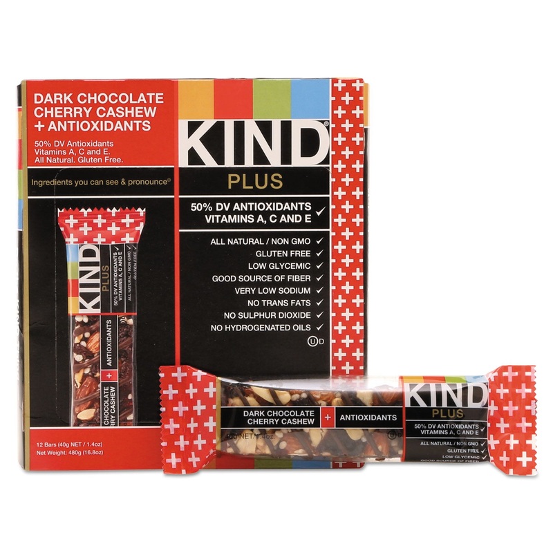 Plus Nutrition Boost Bar, Dk Chocolatecherrycashew/antioxidants, 1.4 Oz, 12/box