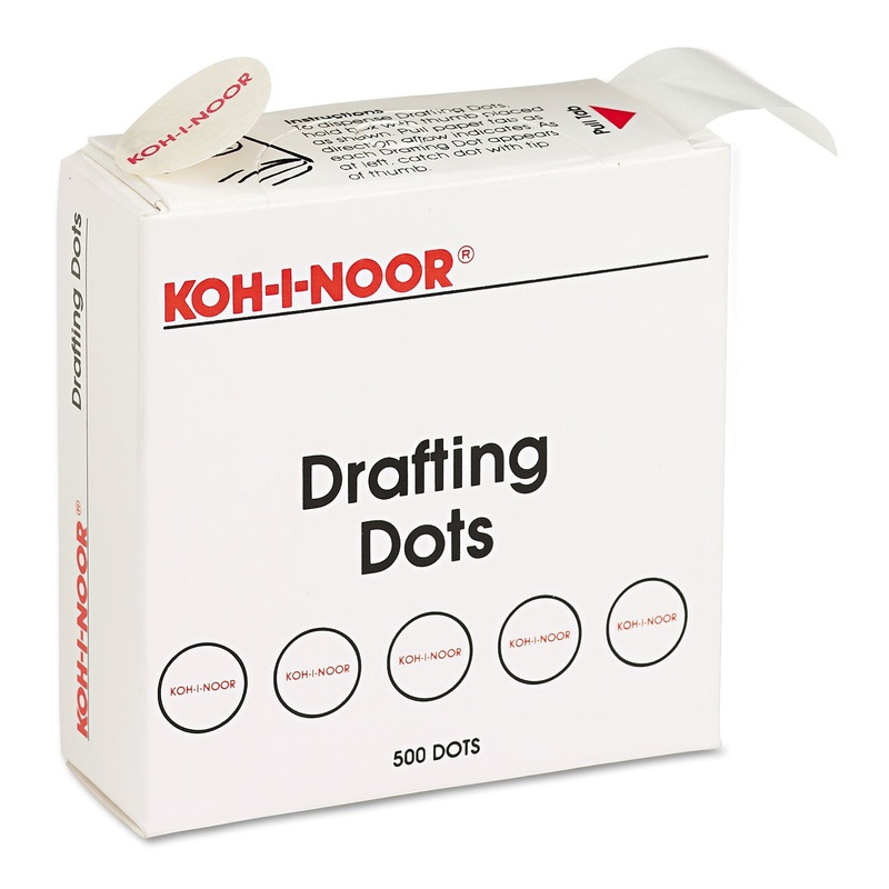 ADHESIVE DRAFTING DOTS, 0.88″ DIA, DRIES CLEAR, 500/BOX