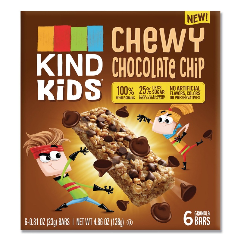 KIDS BARS, CHEWY CHOCOLATE CHIP, 0.81 OZ, 6/PACK