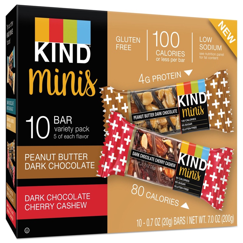 MINIS, CHERRY CASHEW/DARK CHOCOLATE, DARK CHOCOLATE/PEANUT BUTTER, 0.7 OZ, 10/PACK