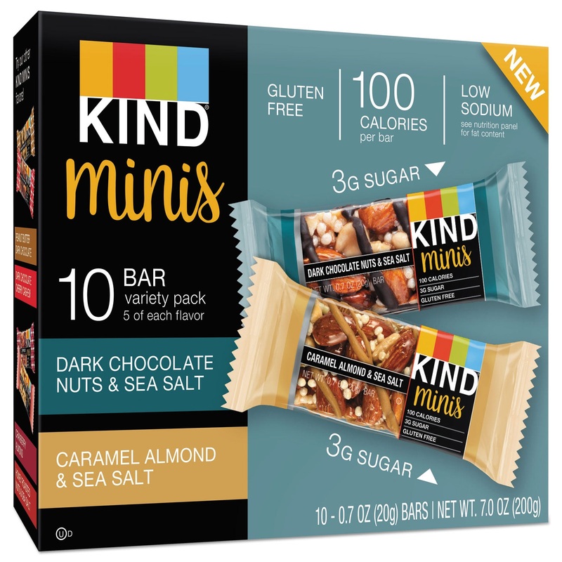 MINIS, DARK CHOCOLATE NUTS AND SEA SALT, CARAMEL ALMOND NUTS AND SEA SALT, 0.7 OZ, 10/PACK