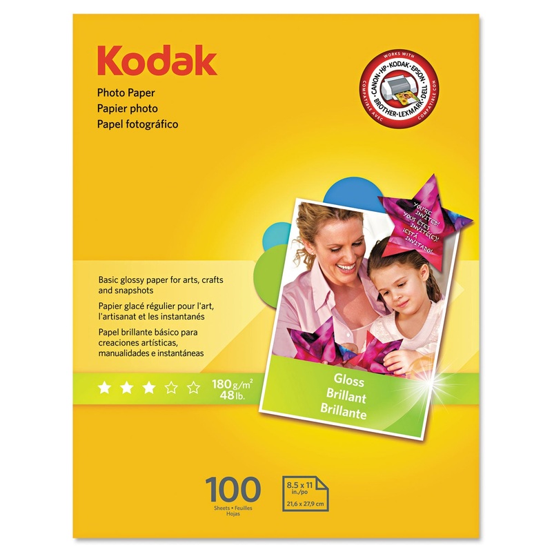PHOTO PAPER, 6.5 MIL, 8.5 X 11, GLOSSY WHITE, 100/PACK