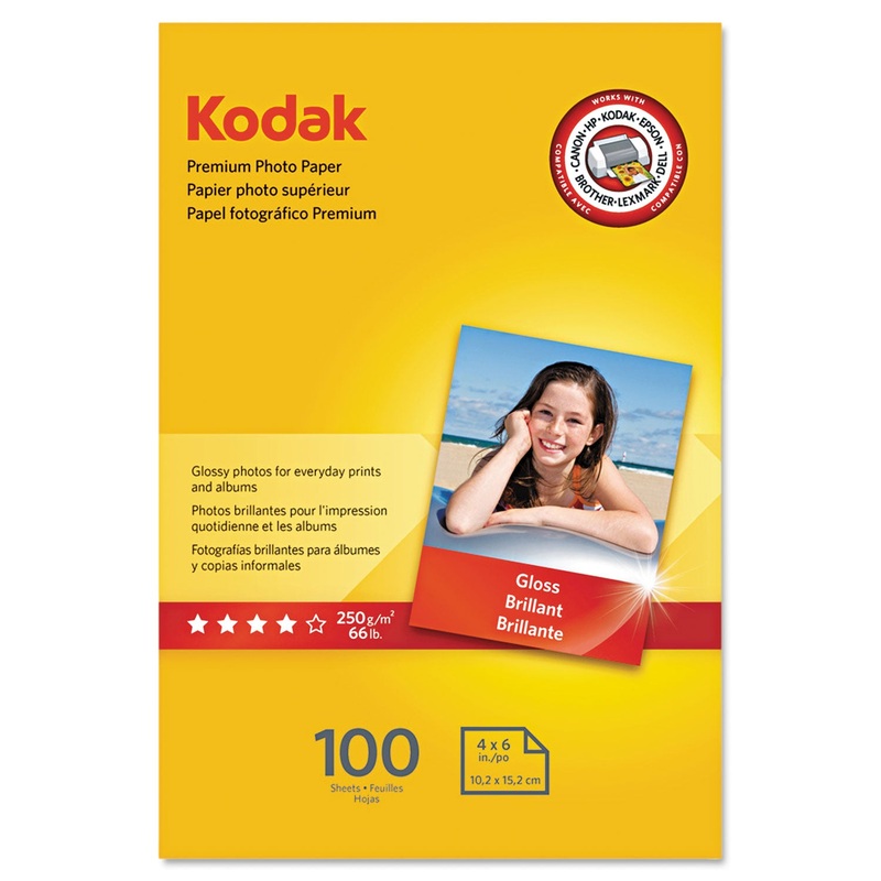 PREMIUM PHOTO PAPER, 8.5 MIL, 4 X 6, GLOSSY WHITE, 100/PACK