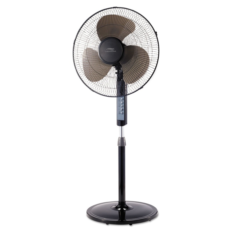 16″ Remote Control Stand Fan, Three Speeds, Black