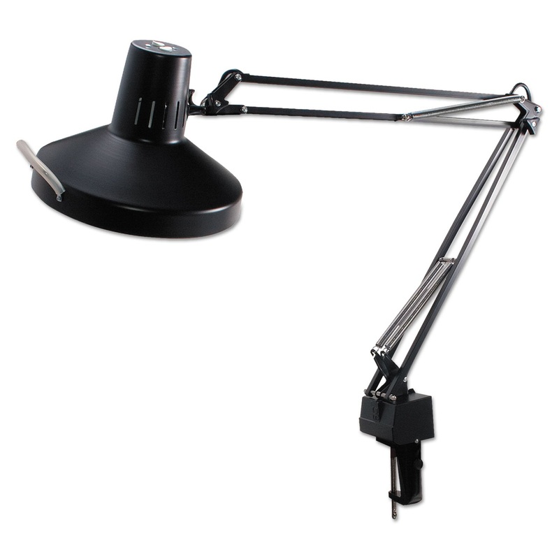 THREE-WAY INCANDESCENT/FLUORESCENT CLAMP-ON LAMP, 9.38″W X 9.38″D X 44.5″H, BLACK