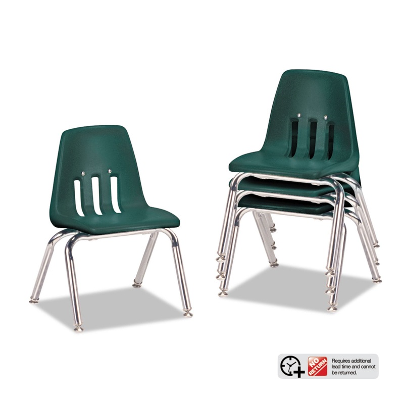 9000 SERIES CLASSROOM CHAIRS, 10″ SEAT HEIGHT, FOREST GREEN SEAT/FOREST GREEN BACK, CHROME BASE, 4/CARTON