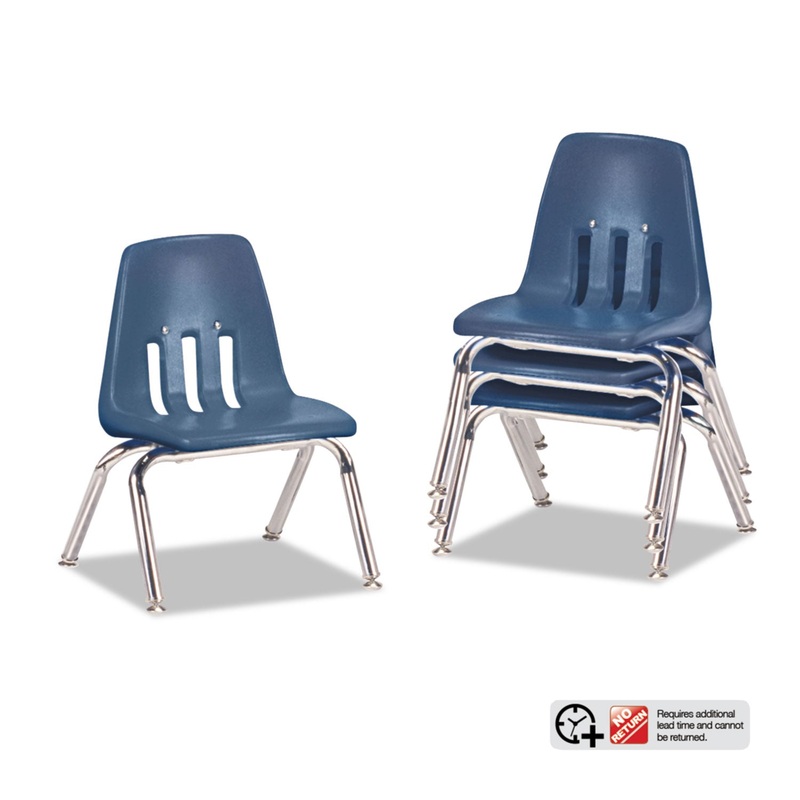 9000 SERIES CLASSROOM CHAIRS, 10″ SEAT HEIGHT, NAVY SEAT/NAVY BACK, CHROME BASE, 4/CARTON