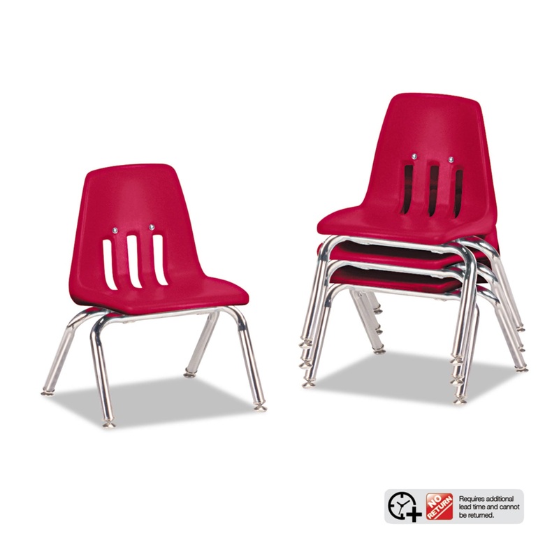 9000 SERIES CLASSROOM CHAIRS, 10″ SEAT HEIGHT, RED SEAT/RED BACK, CHROME BASE, 4/CARTON
