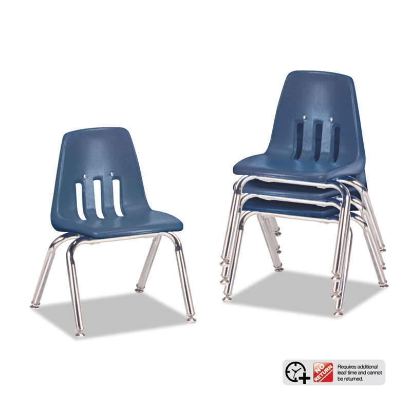 9000 SERIES CLASSROOM CHAIRS, 12″ SEAT HEIGHT, NAVY SEAT/NAVY BACK, CHROME BASE, 4/CARTON