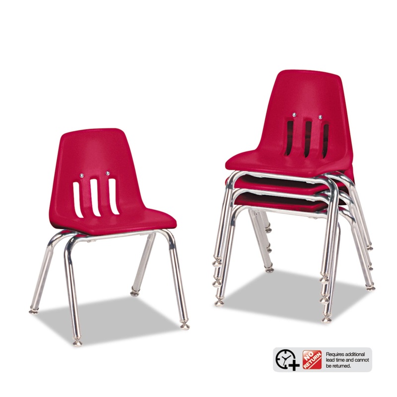 9000 SERIES CLASSROOM CHAIRS, 12″ SEAT HEIGHT, RED SEAT/RED BACK, CHROME BASE, 4/CARTON