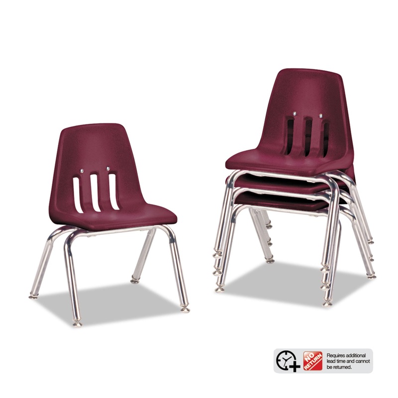 9000 SERIES CLASSROOM CHAIRS, 12″ SEAT HEIGHT, WINE SEAT/WINE BACK, CHROME BASE, 4/CARTON