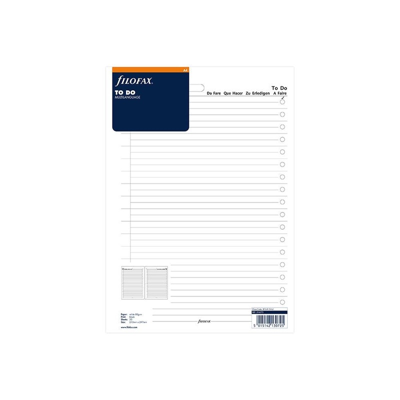 Filofax A4 To Do Pad Refill