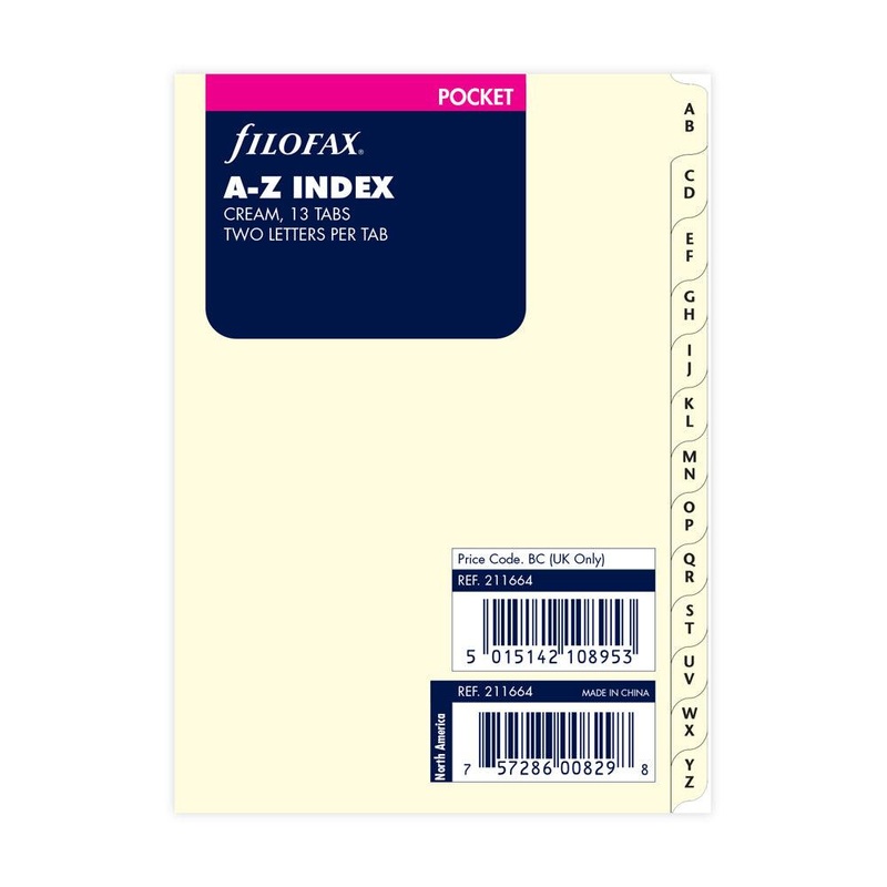 Filofax Pocket A – Z Index Cream