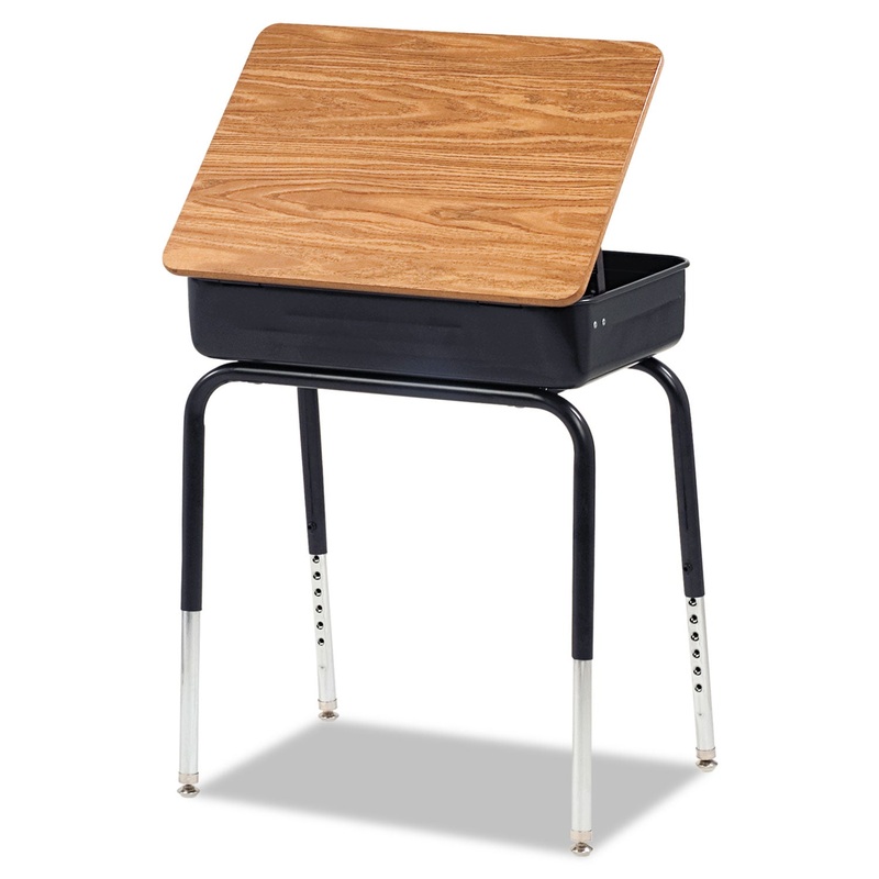 Lift-Lid Student Desk, 24w X 18d X 30h, Medium Oak, 2/carton