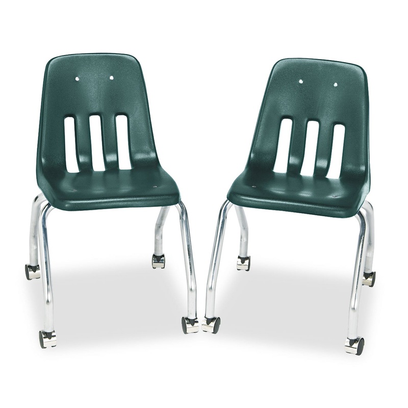 9000 CLASSIC SERIES 4-LEG MOBILE CHAIR, FOREST GREEN SEAT/FOREST GREEN BACK, CHROME BASE, 2/CARTON