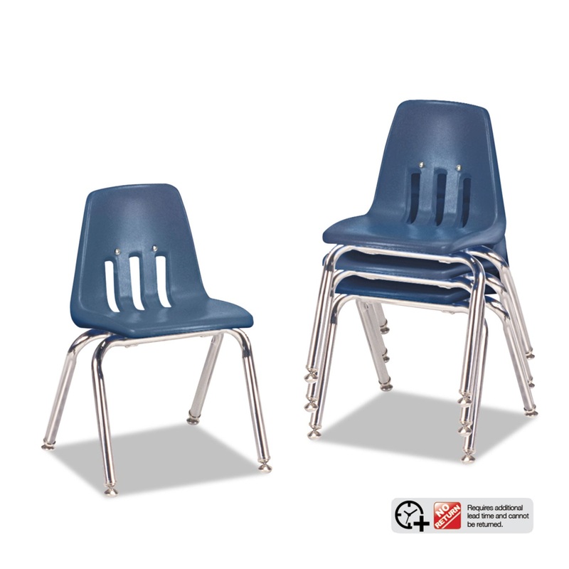 9000 SERIES CLASSROOM CHAIRS, 14″ SEAT HEIGHT, NAVY SEAT/NAVY BACK, CHROME BASE, 4/CARTON