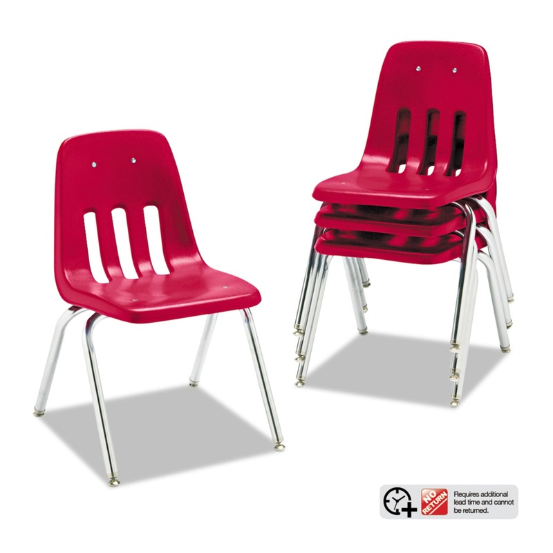 9000 SERIES CLASSROOM CHAIRS, 16″ SEAT HEIGHT, RED SEAT/RED BACK, CHROME BASE, 4/CARTON