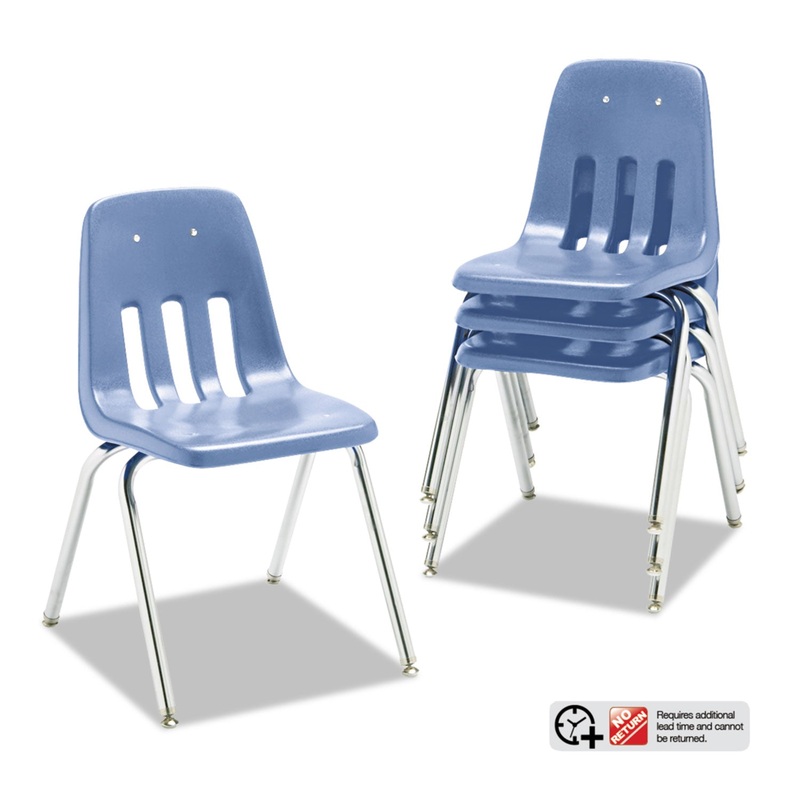 9000 SERIES PLASTIC STACK CHAIR, 18″ SEAT HEIGHT, BLUEBERRY SEAT/BLUEBERRY BACK, CHROME BASE, 4/CARTON