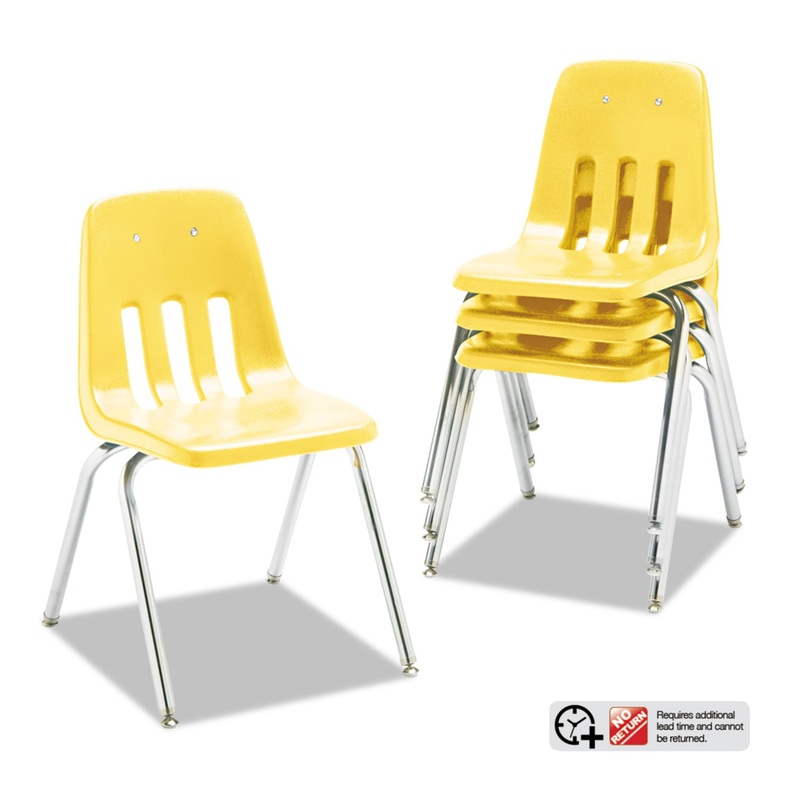 9000 SERIES PLASTIC STACK CHAIR, 18″ SEAT HEIGHT, SQUASH SEAT/SQUASH BACK, CHROME BASE, 4/CARTON