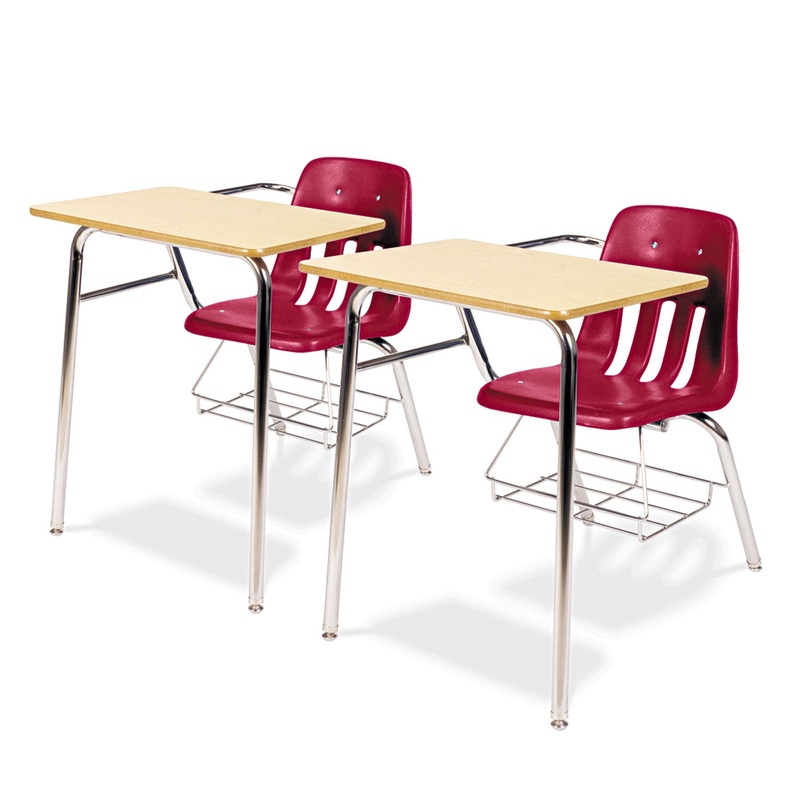 9400 SERIES CHAIR DESK, 21W X 33.5D X 30H, FUSION MAPLE/RED, 2/CARTON