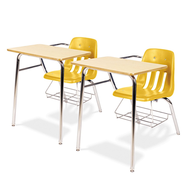 9400 SERIES CHAIR DESK, 21W X 33.5D X 30H, FUSION MAPLE/SQUASH, 2/CARTON