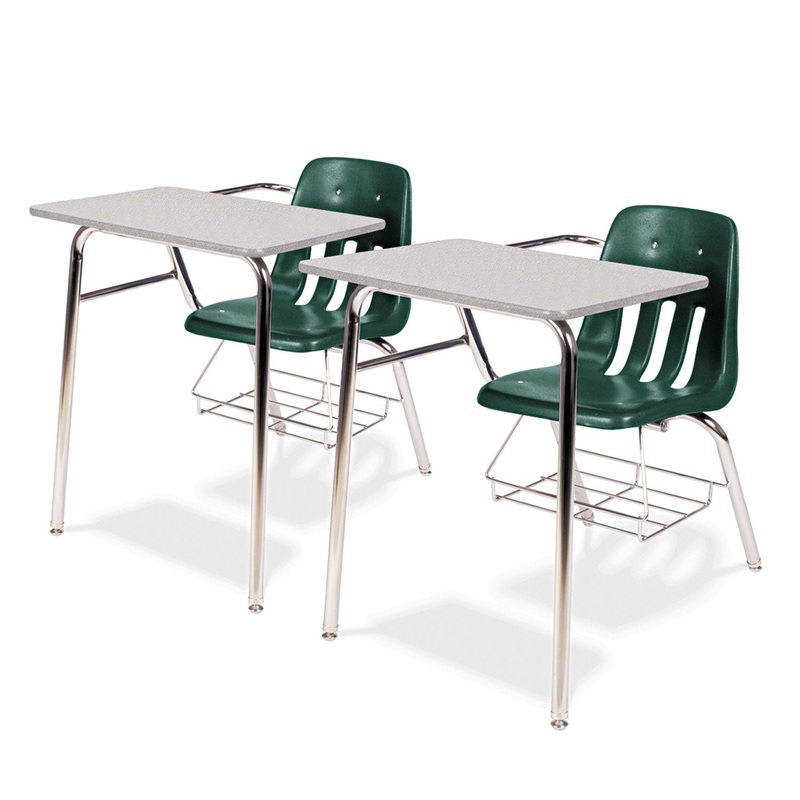 9400 SERIES CHAIR DESK, 21W X 33.5D X 30H, GRAY NEBULA/FOREST GREEN, 2/CARTON