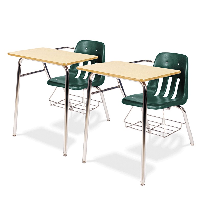 9400 SERIES CHAIR DESK, 21W X 33.5D X 30H, MAPLE/FOREST GREEN, 2/CARTON