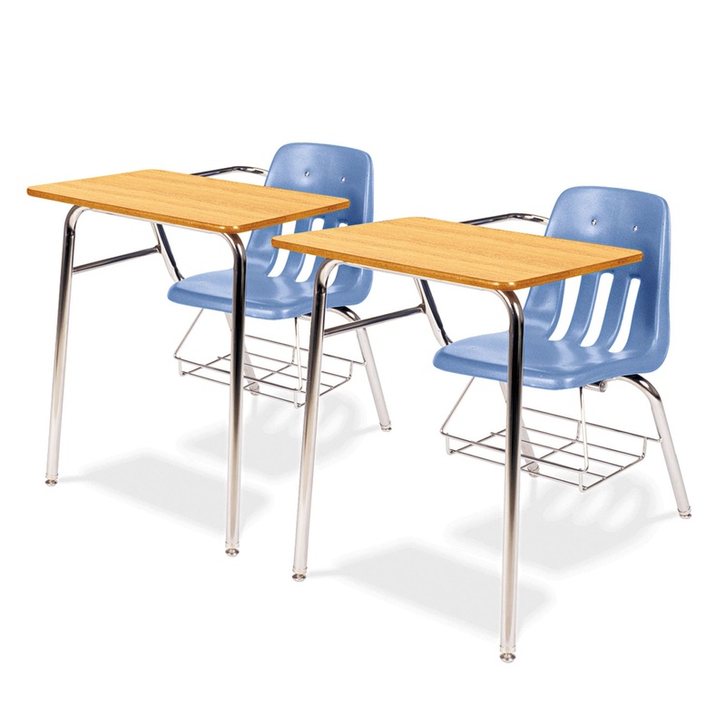 9400 SERIES CHAIR DESK, 21W X 33.5D X 30H, MEDIUM OAK/BLUEBERRY, 2/CARTON