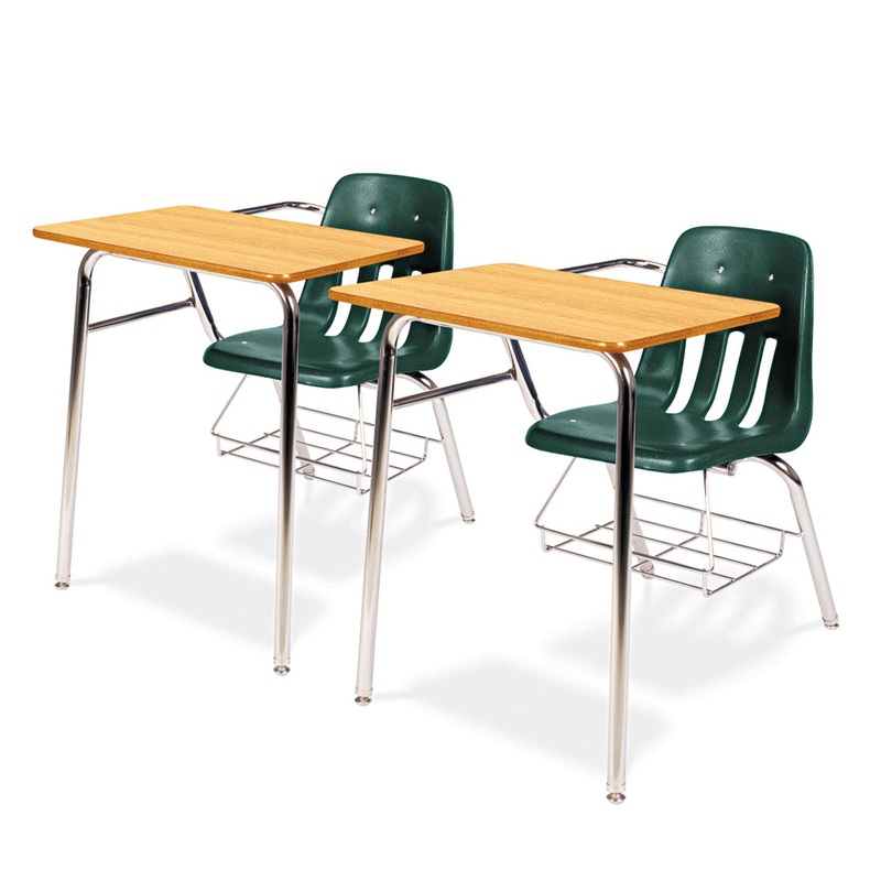 9400 SERIES CHAIR DESK, 21W X 33.5D X 30H, MEDIUM OAK/FOREST GREEN, 2/CARTON