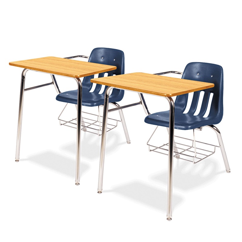 9400 SERIES CHAIR DESK, 21W X 33.5D X 30H, MEDIUM OAK/NAVY, 2/CARTON