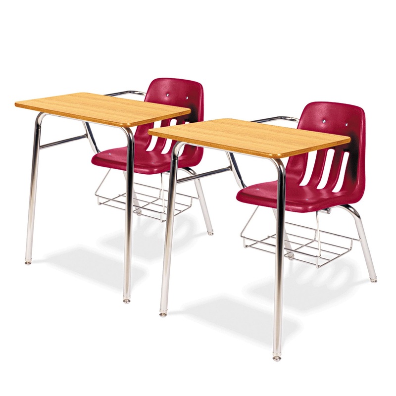 9400 SERIES CHAIR DESK, 21W X 33.5D X 30H, MEDIUM OAK/RED, 2/CARTON