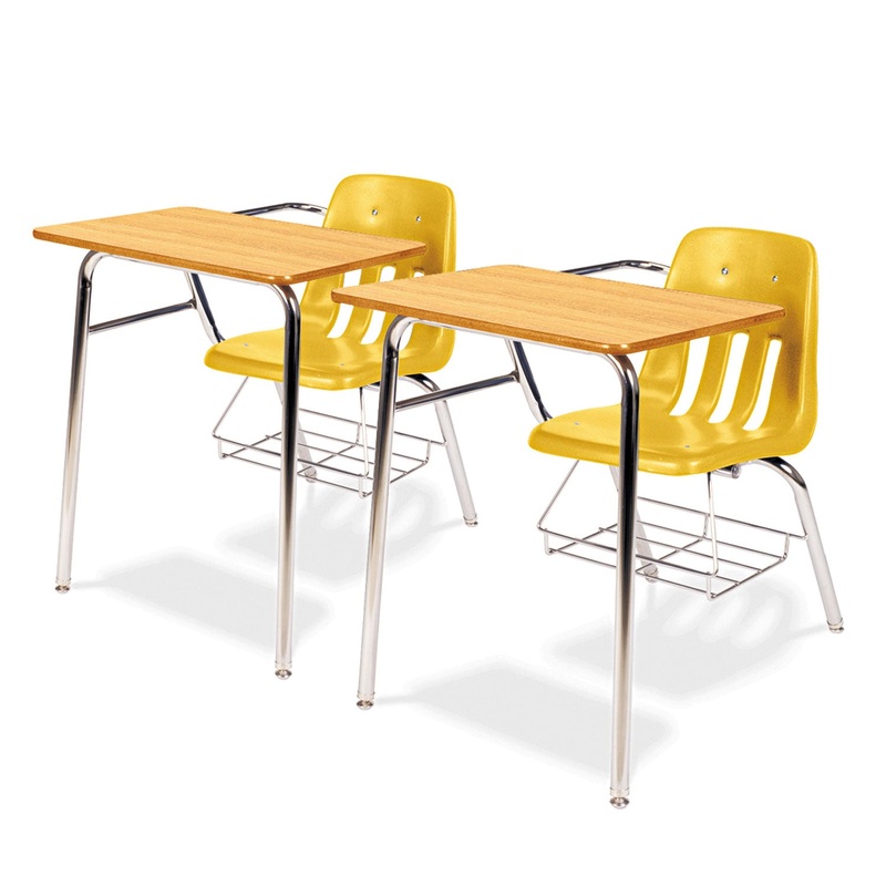 9400 SERIES CHAIR DESK, 21W X 33.5D X 30H, MEDIUM OAK/SQUASH, 2/CARTON