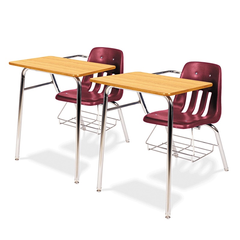 9400 SERIES CHAIR DESK, 21W X 33.5D X 30H, MEDIUM OAK/WINE, 2/CARTON