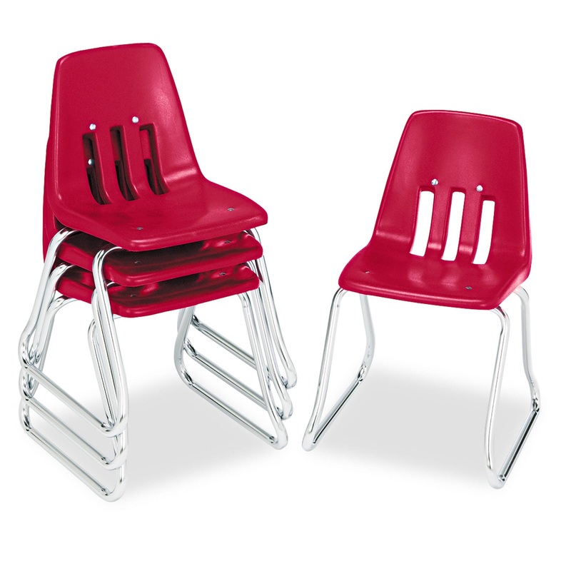 9600 CLASSIC SERIES CLASSROOM CHAIRS, 14″ SEAT HEIGHT, RED SEAT/RED BACK, CHROME BASE, 4/CARTON