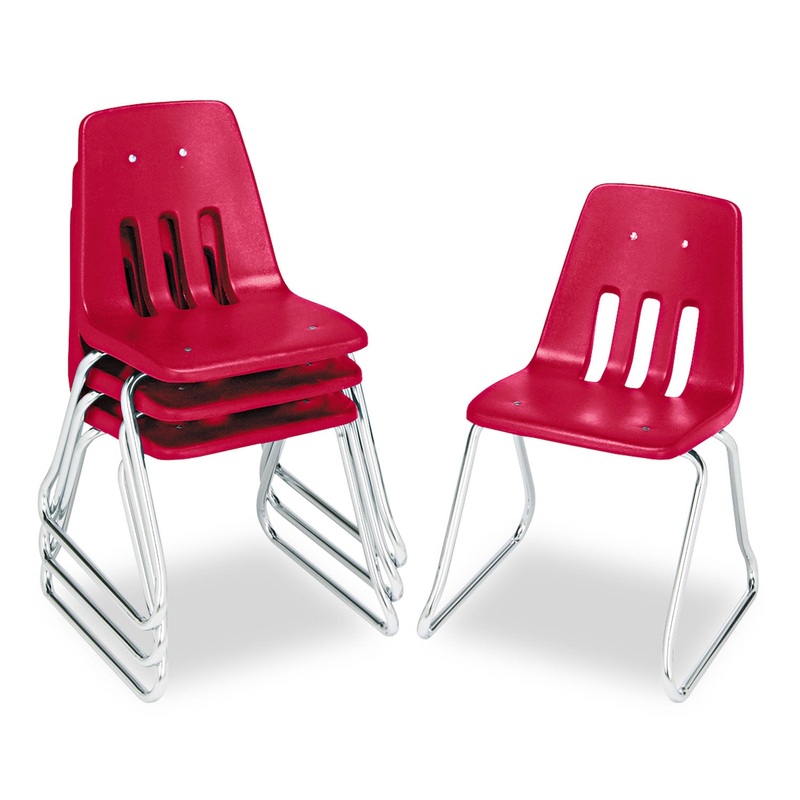 9600 CLASSIC SERIES CLASSROOM CHAIRS, 16″ SEAT HEIGHT, RED SEAT/RED BACK, CHROME BASE, 4/CARTON