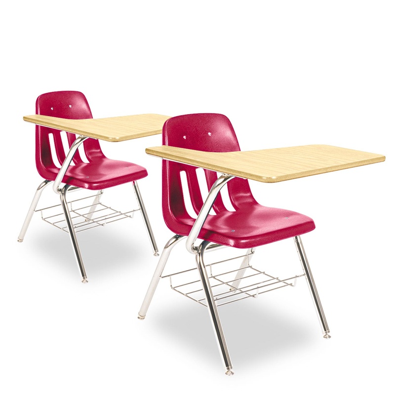 9700 SERIES CHAIR DESK, 18.75W X 31D X 30.5H, FUSION MAPLE/RED, 2/CARTON