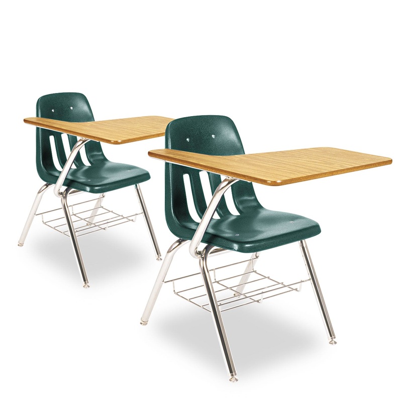 9700 SERIES CHAIR DESK, 18.75W X 31D X 30.5H, MEDIUM OAK/FOREST GREEN, 2/CARTON