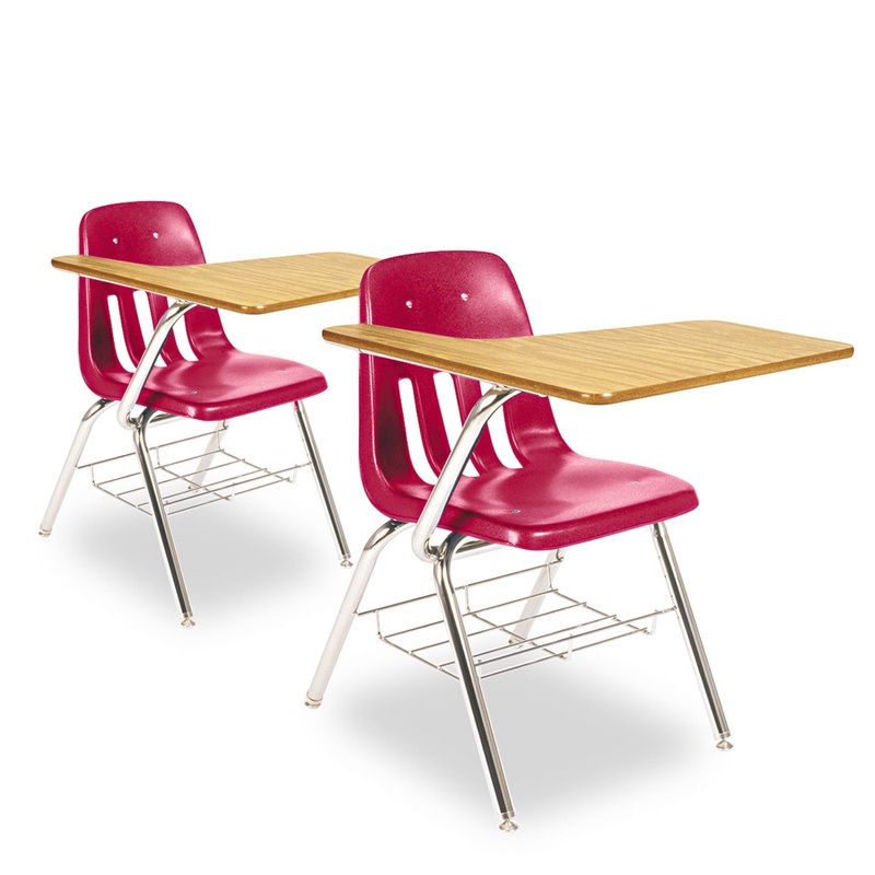9700 SERIES CHAIR DESK, 18.75W X 31D X 30.5H, MEDIUM OAK/RED, 2/CARTON