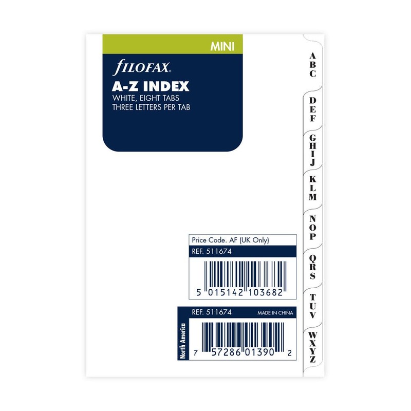 Filofax Mini A-Z Index Tab Set