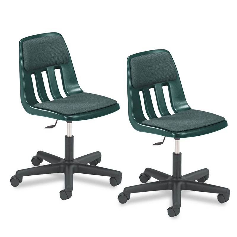 HEIGHT-ADJUSTABLE PADDED TEACHER’S CHAIR, FOREST GREEN SEAT/FOREST GREEN BACK, BLACK/CHROME BASE