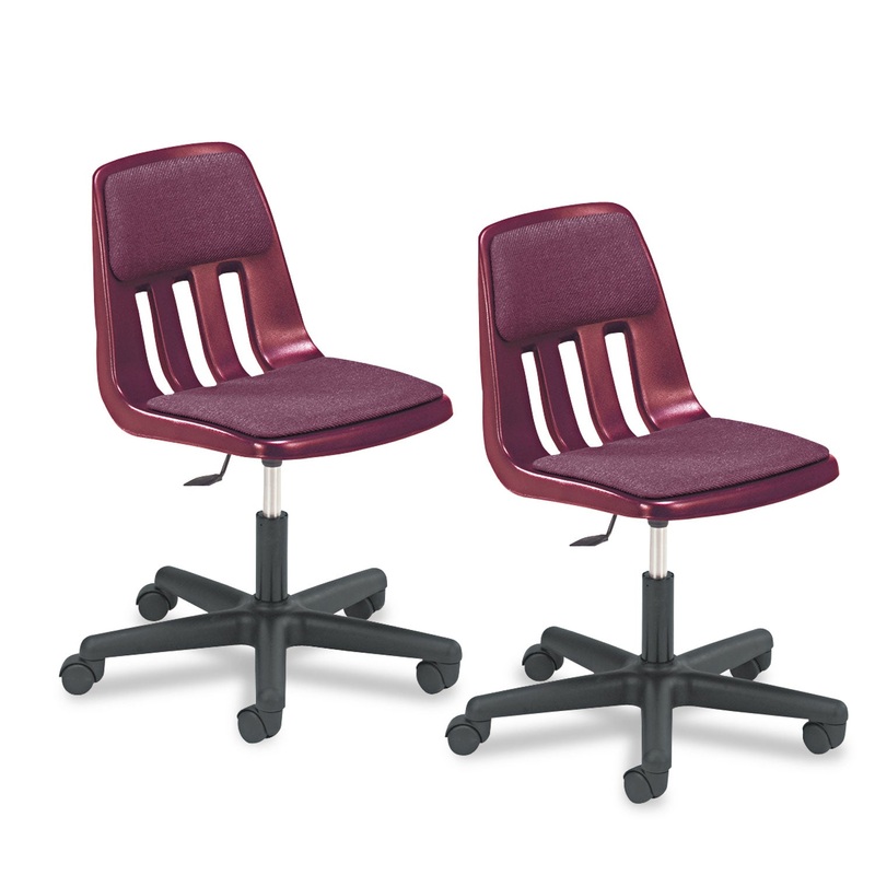HEIGHT-ADJUSTABLE PADDED TEACHER’S CHAIR, WINE SEAT/WINE BACK, BLACK/CHROME BASE