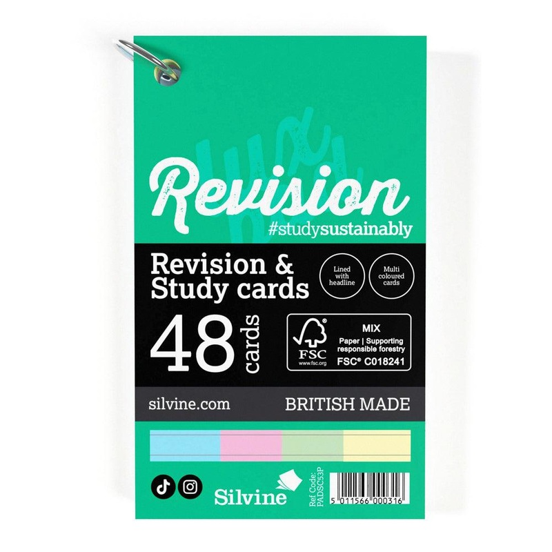 Luxpad Revision Study Cards 5×3 Portrait Ruled Assorted Colours with Binding Ring