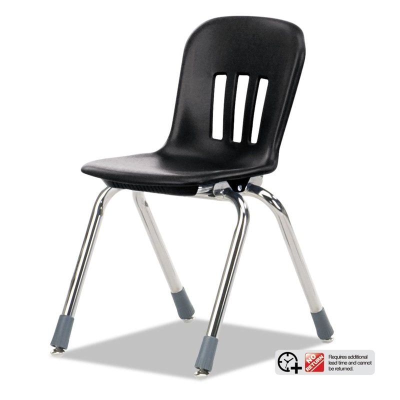 METAPHOR SERIES CLASSROOM CHAIR, 14.5″ SEAT HEIGHT, BLACK SEAT/BLACK BACK, CHROME BASE, 5/CARTON